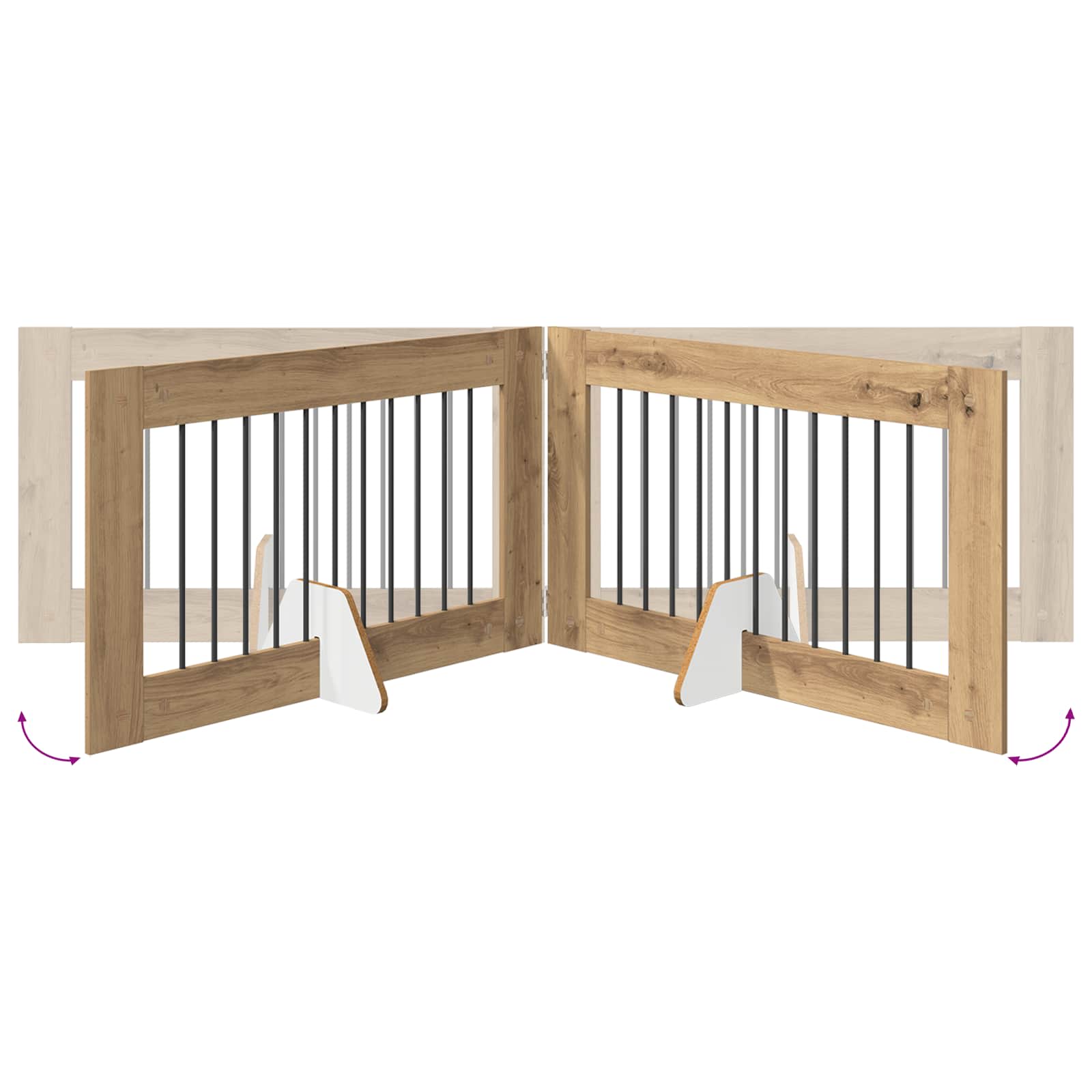 Klappbares Hundetor mit Ständern 6 pcs Artisan-Eiche 602 cm