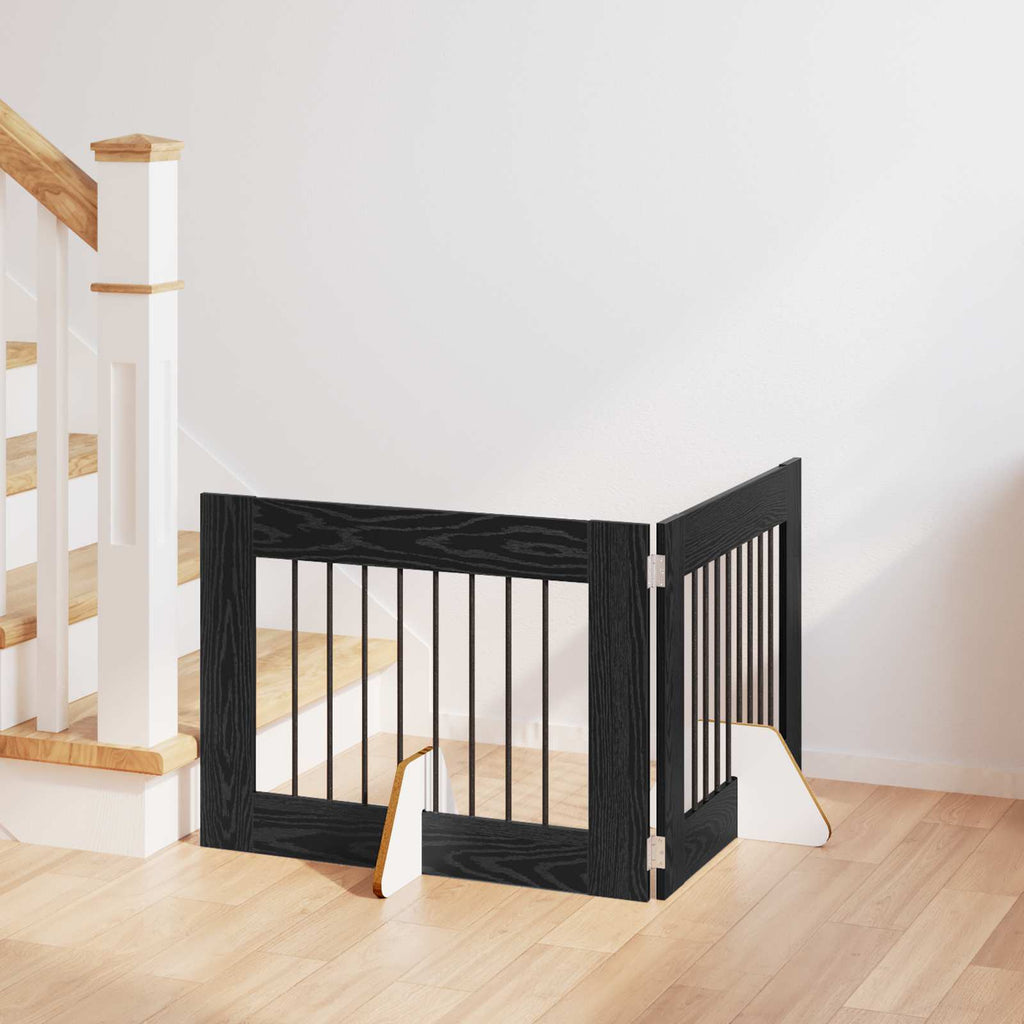 Klappbares Hundetor mit Ständern 2 pcs Schwarze Eiche 160,5 cm