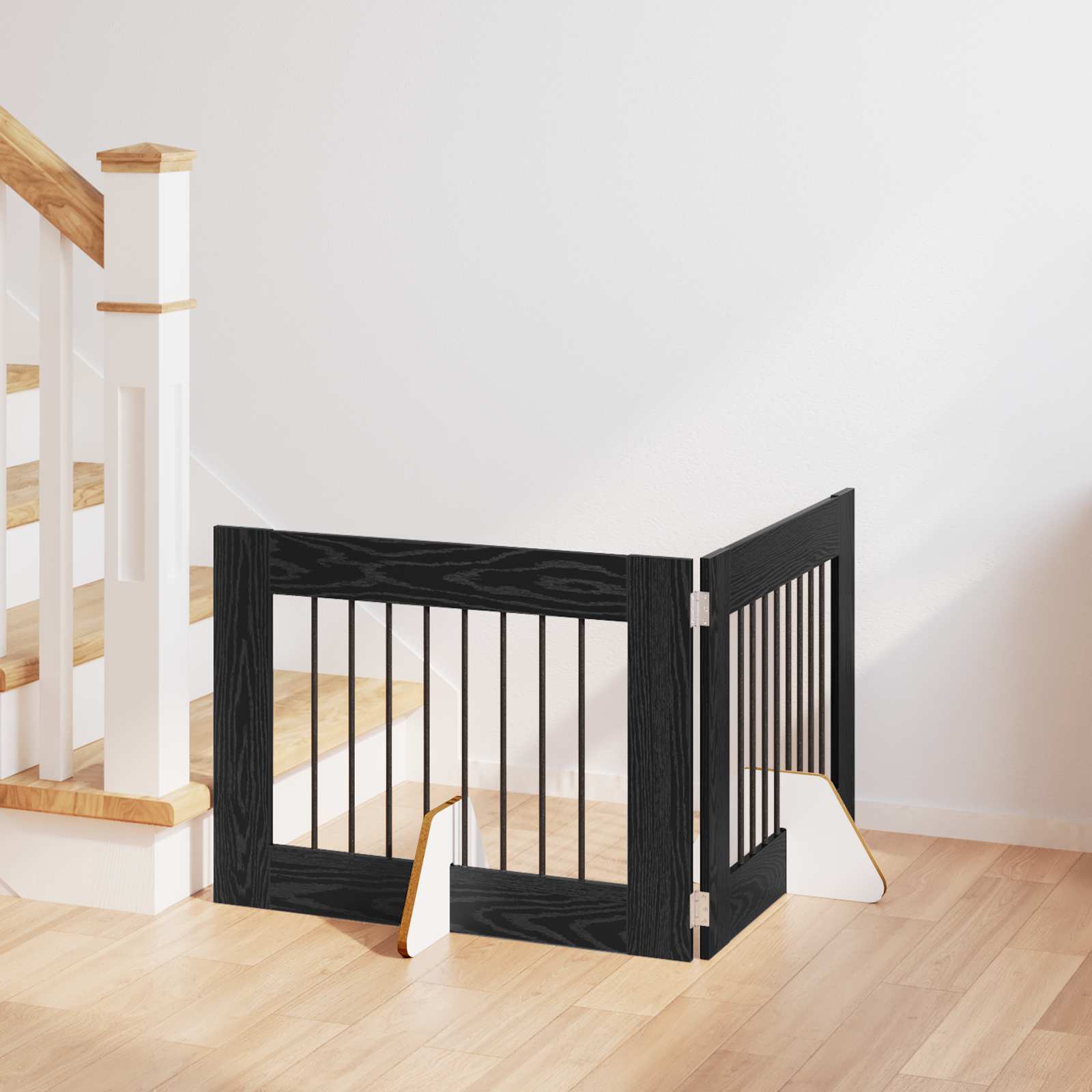 Klappbares Hundetor mit Ständern 2 pcs Schwarze Eiche 160,5 cm