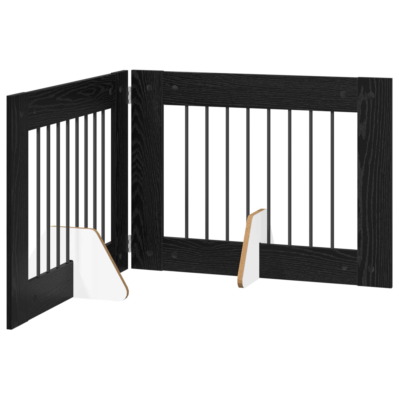 Klappbares Hundetor mit Ständern 2 pcs Schwarze Eiche 160,5 cm