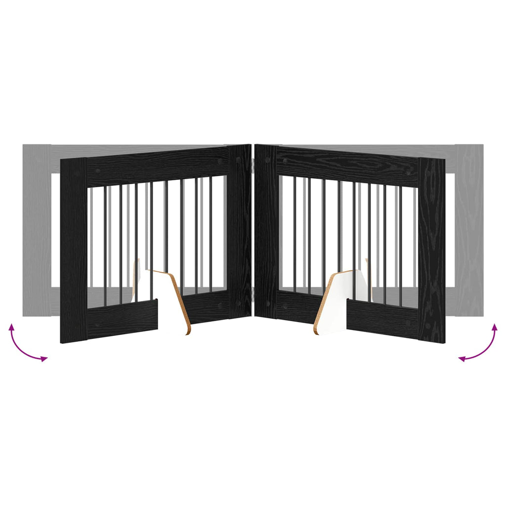 Klappbares Hundetor mit Ständern 2 pcs Schwarze Eiche 160,5 cm