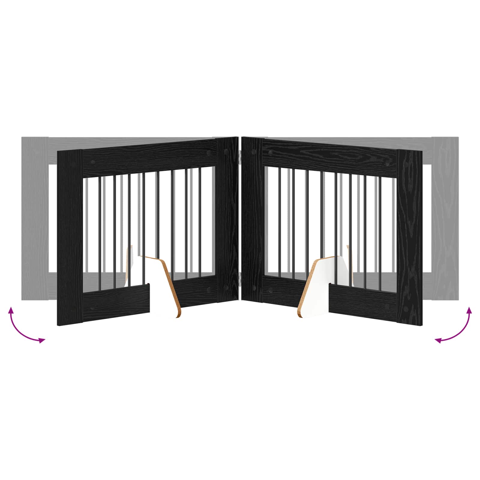 Klappbares Hundetor mit Ständern 2 pcs Schwarze Eiche 160,5 cm