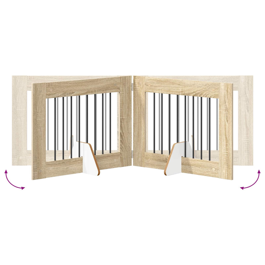 Klappbares Hundetor mit Ständern 2 pcs Sonoma-Eiche 160,5 cm