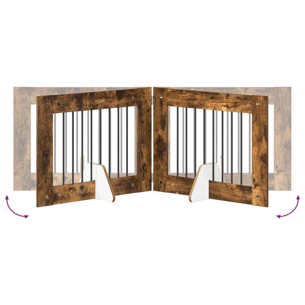 Klappbares Hundetor mit Ständern 2 pcs Geräucherte Eiche