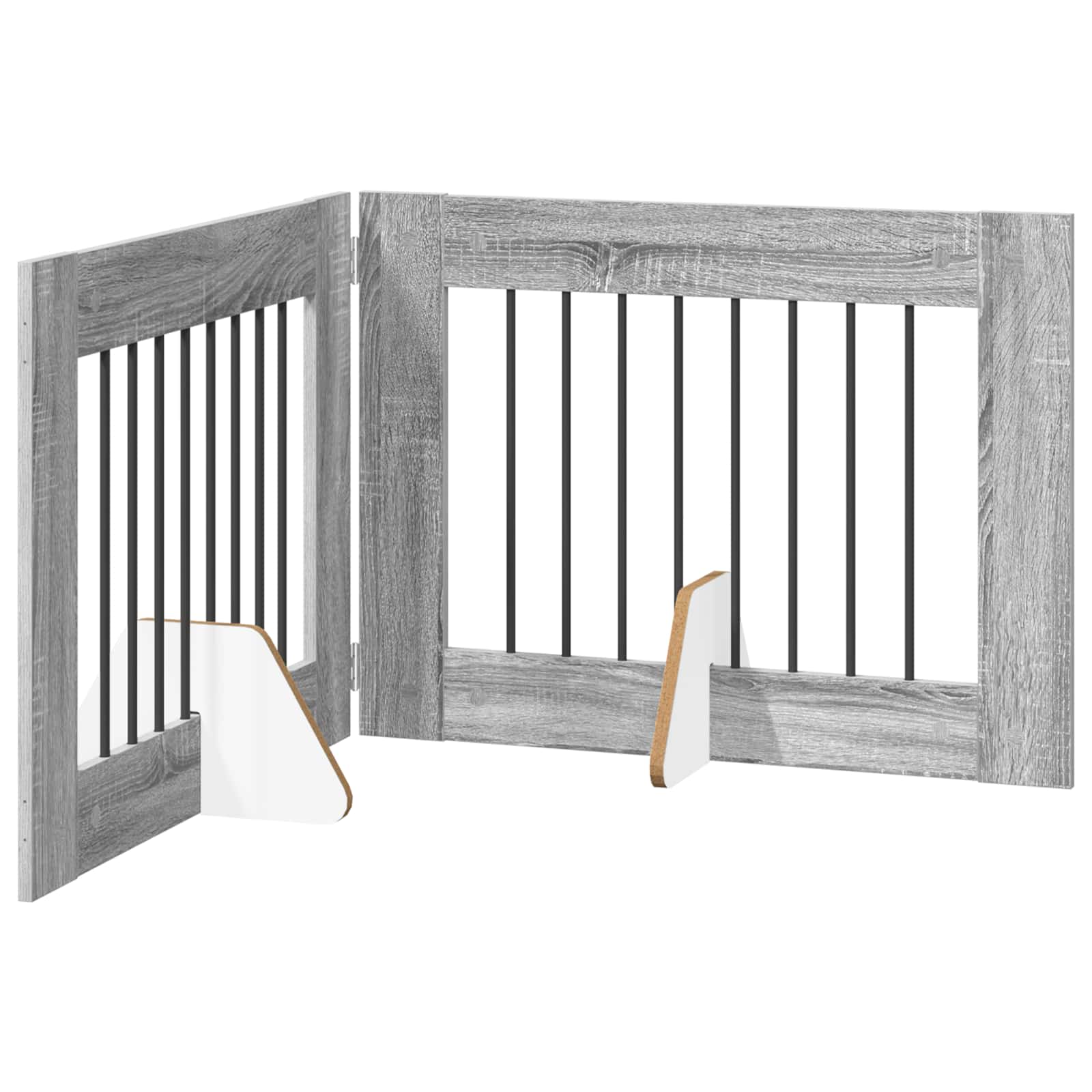 Klappbares Hundetor mit Ständern 2 pcs Graues Sonoma 160,5 cm