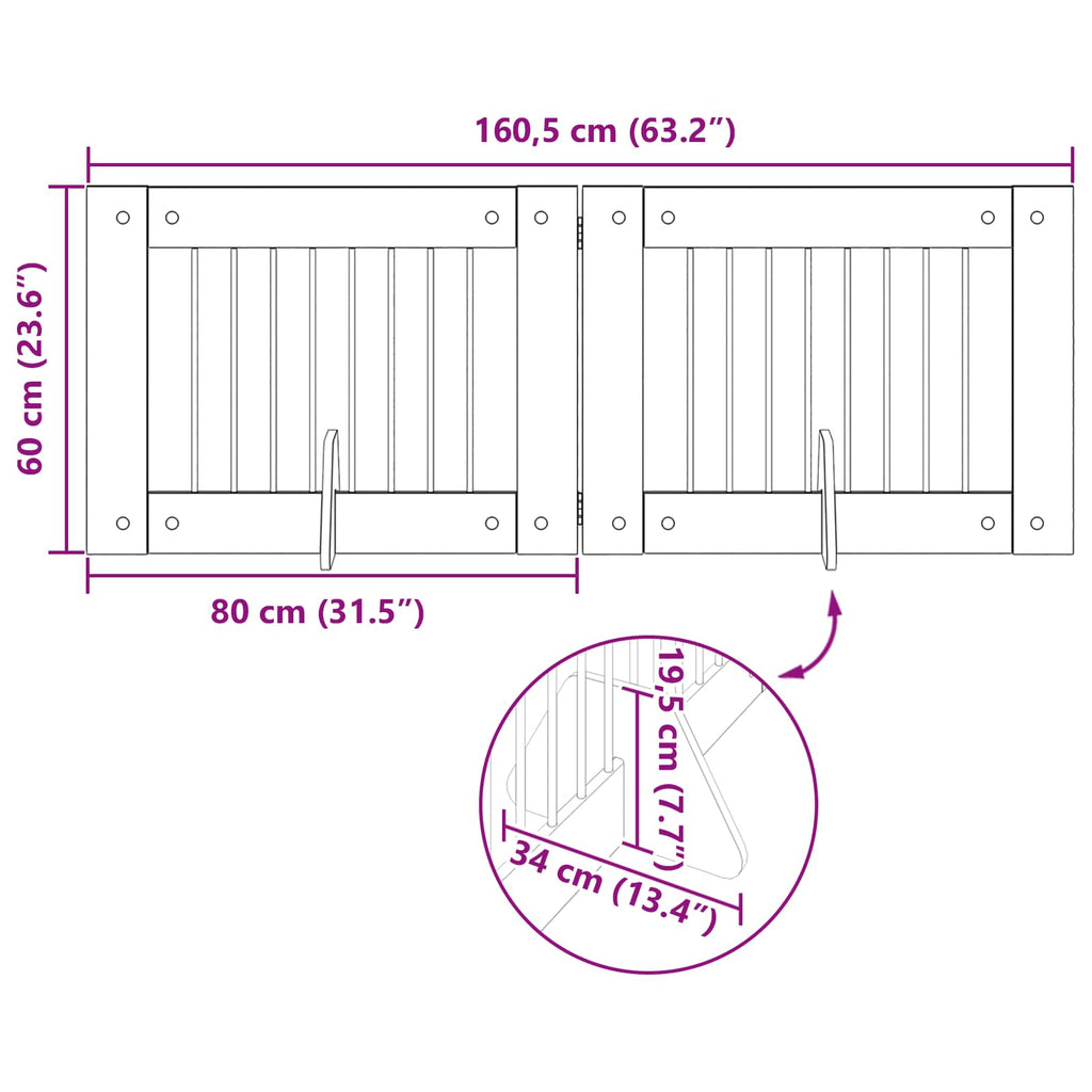 Klappbares Hundetor mit Ständern 2 pcs Graues Sonoma 160,5 cm