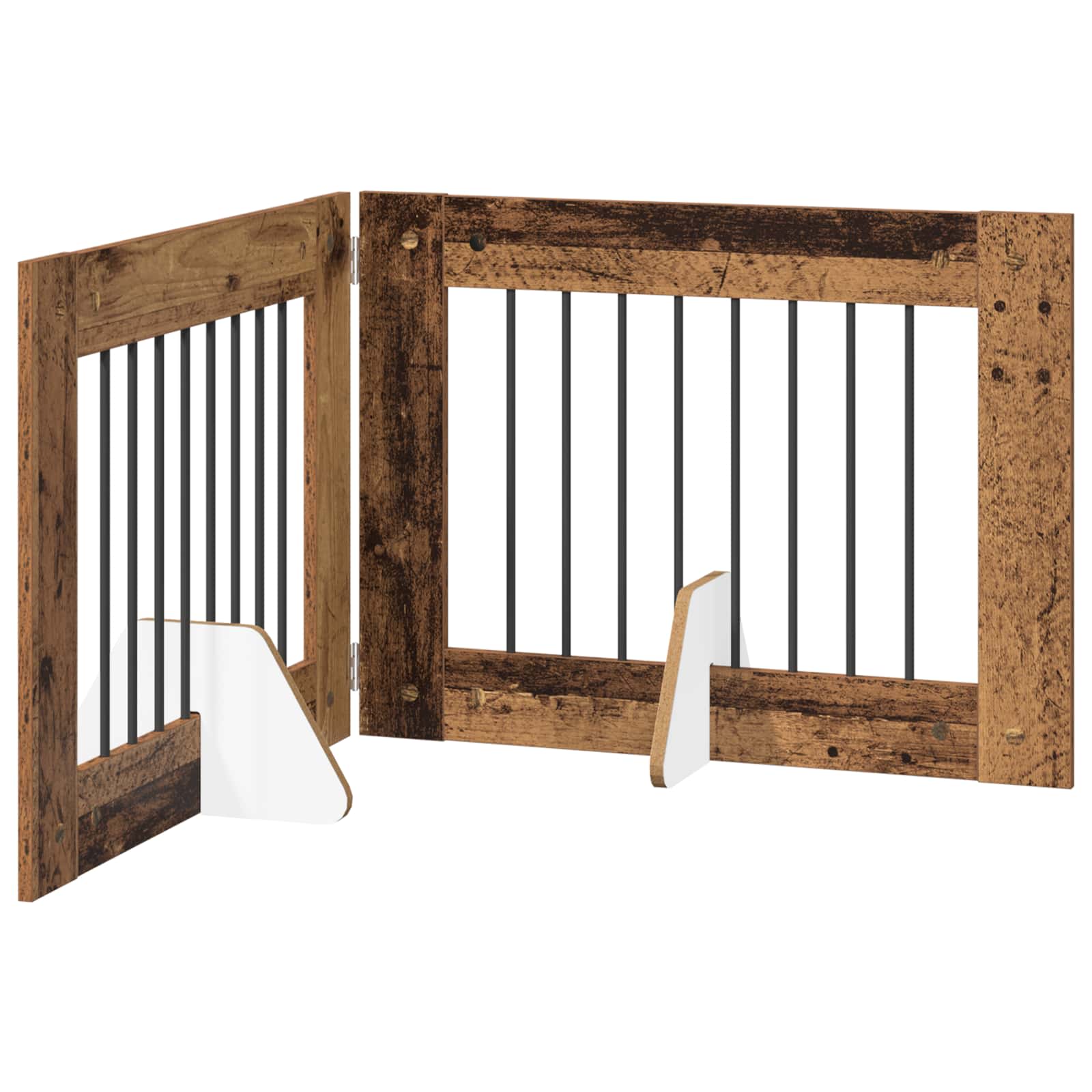 Klappbares Hundetor mit Ständern 2 pcs Altholz 160,5 cm
