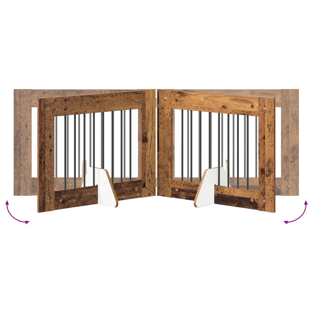Klappbares Hundetor mit Ständern 2 pcs Altholz 160,5 cm