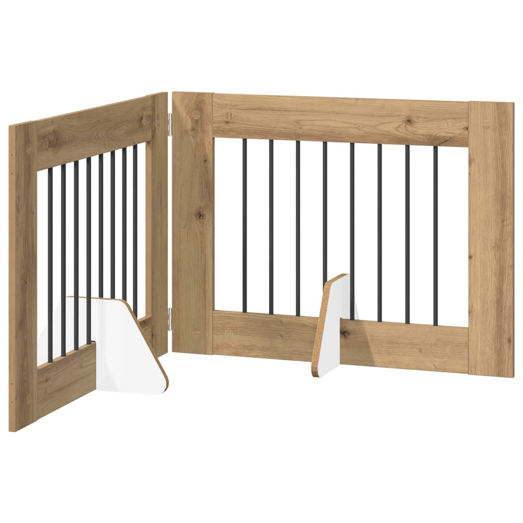 Klappbares Hundetor mit Ständern 2 pcs Artisan-Eiche 160,5 cm