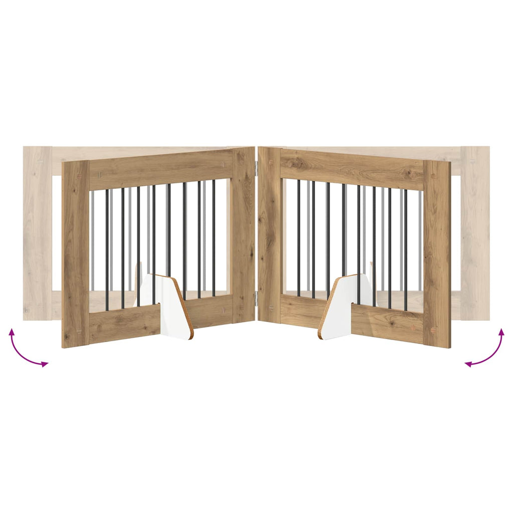 Klappbares Hundetor mit Ständern 2 pcs Artisan-Eiche 160,5 cm