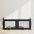 Klappbares Hundetor mit Ständern 4 pcs Schwarze Eiche 321 cm
