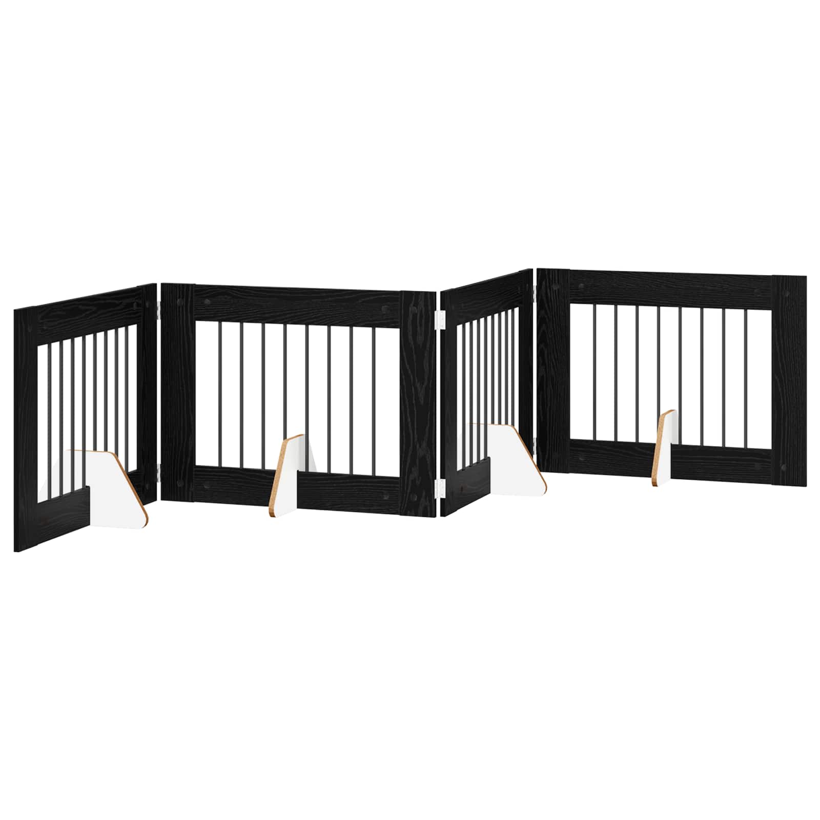 Klappbares Hundetor mit Ständern 4 pcs Schwarze Eiche 321 cm