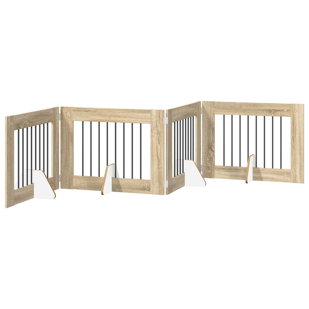 Klappbares Hundetor mit Ständern 4 pcs Sonoma-Eiche 321 cm