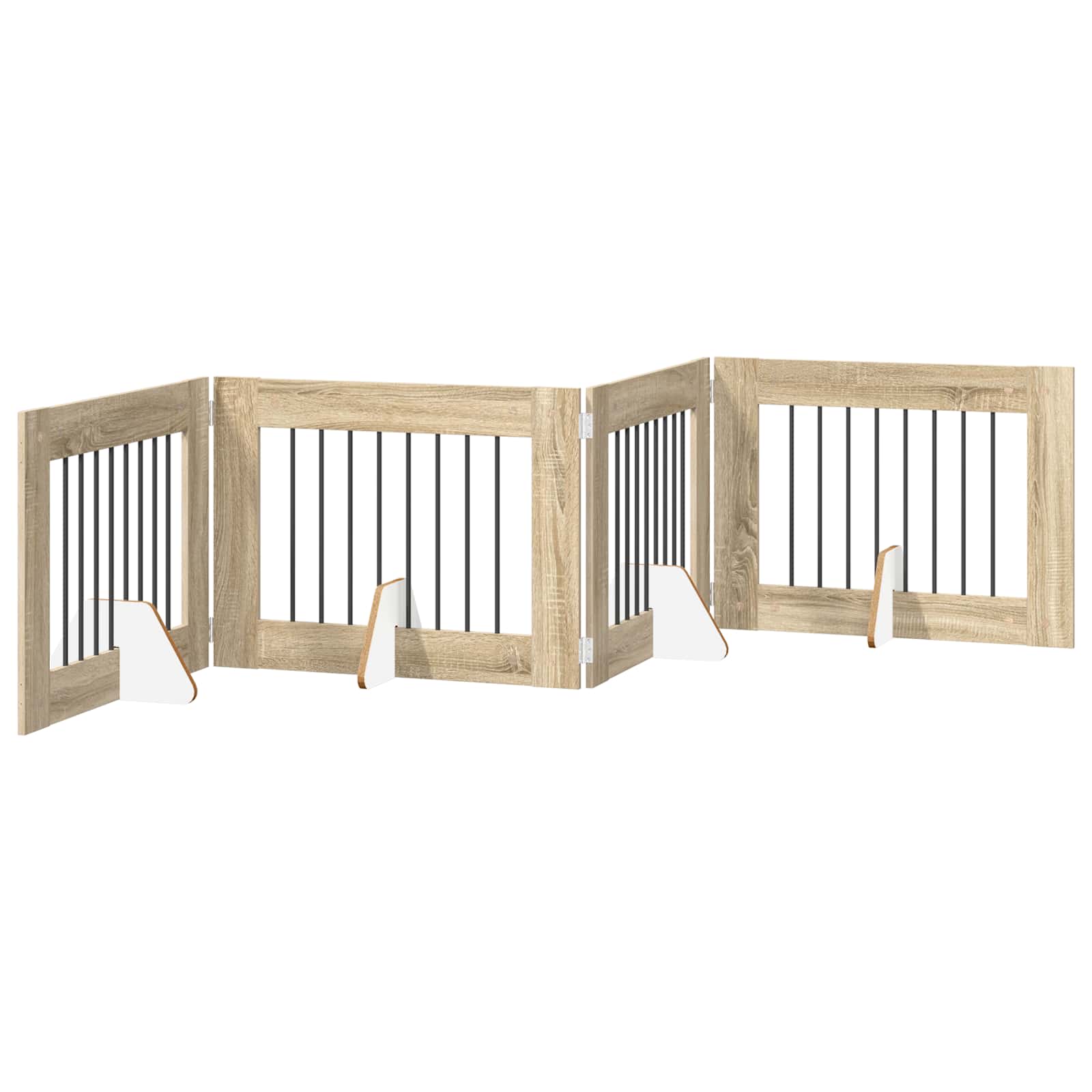 Klappbares Hundetor mit Ständern 4 pcs Sonoma-Eiche 321 cm