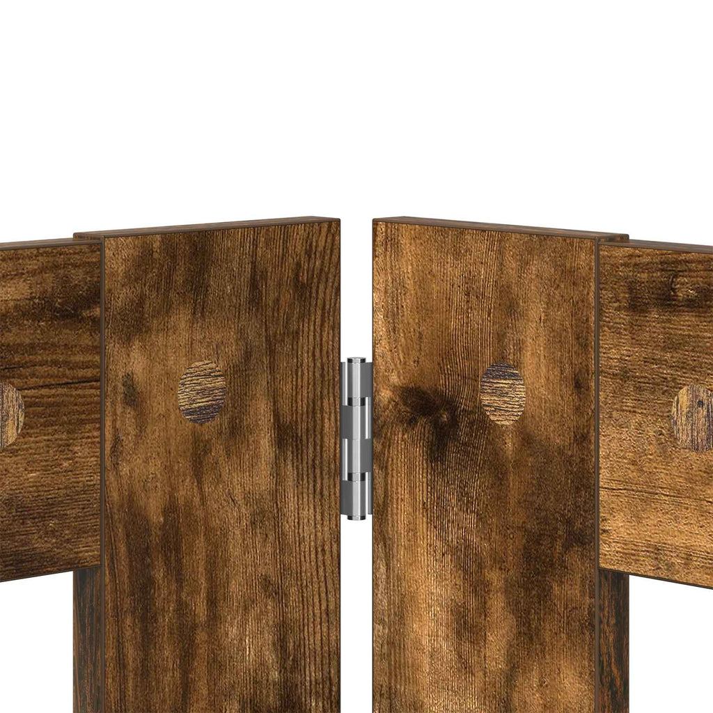 Klappbares Hundetor mit Ständern 4 pcs Geräucherte Eiche 321 cm