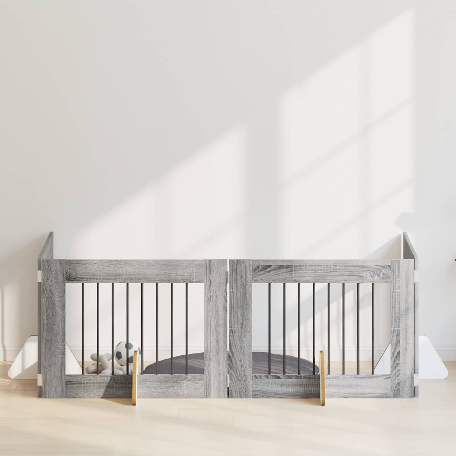 Klappbares Hundetor mit Ständern 4 pcs Graues Sonoma 321 cm