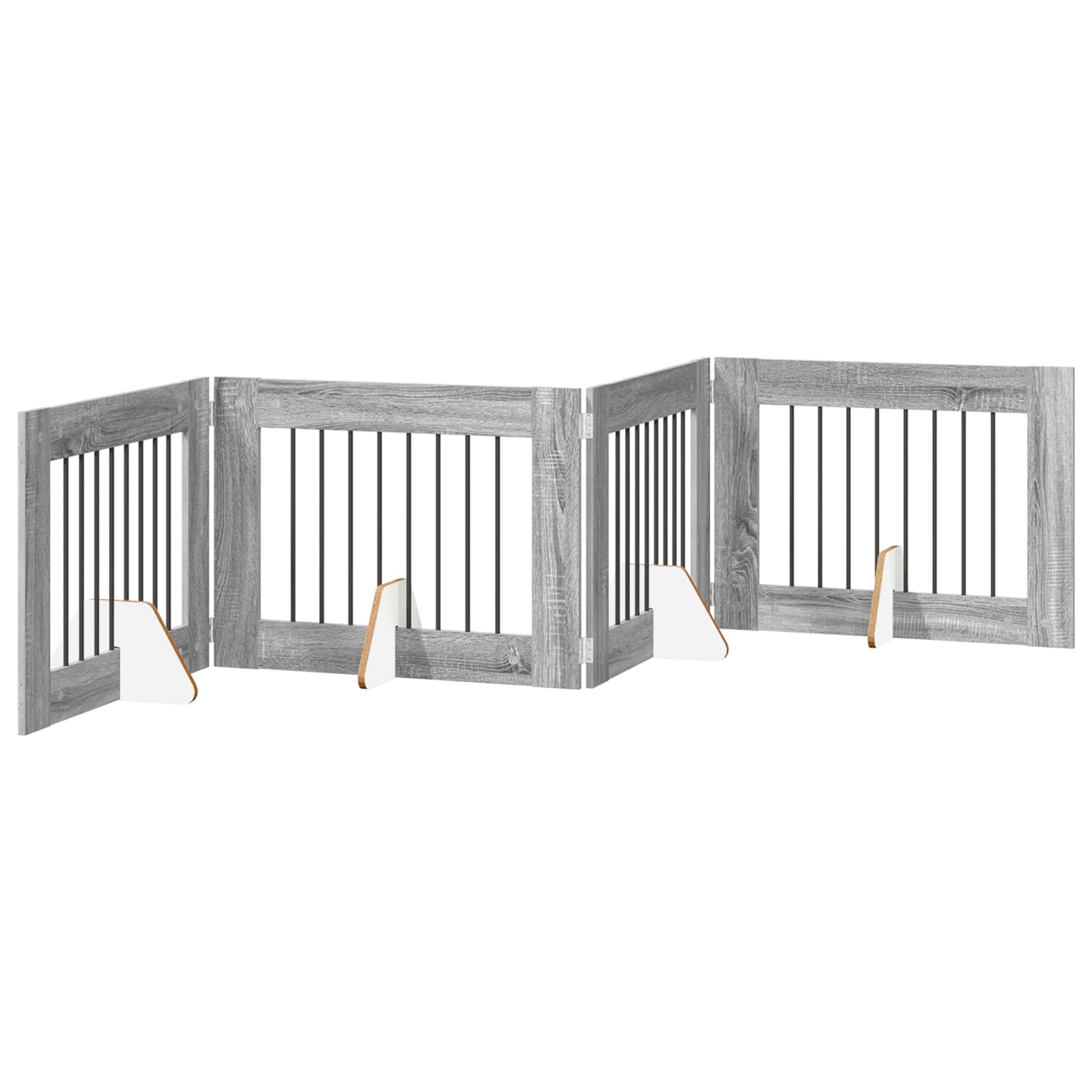 Klappbares Hundetor mit Ständern 4 pcs Graues Sonoma 321 cm