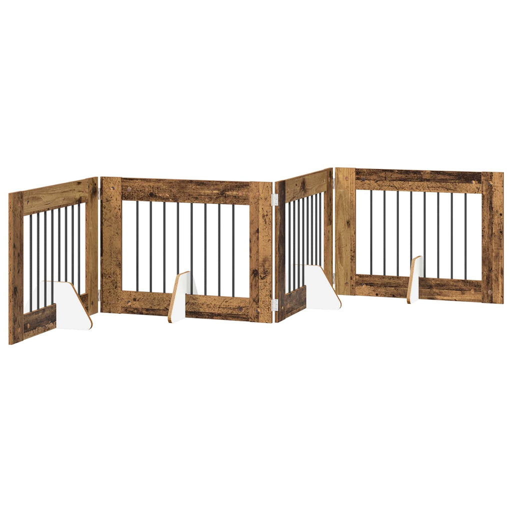 Klappbares Hundetor mit Ständern 4 pcs Altholz 321 cm