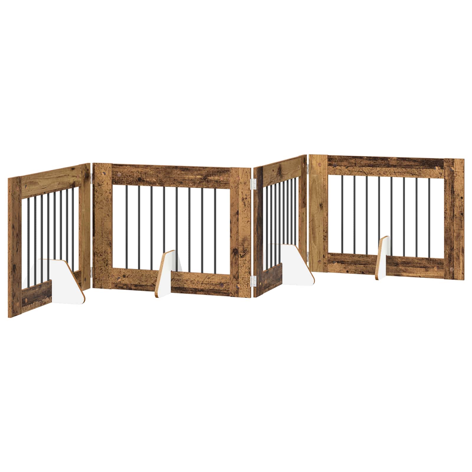 Klappbares Hundetor mit Ständern 4 pcs Altholz 321 cm