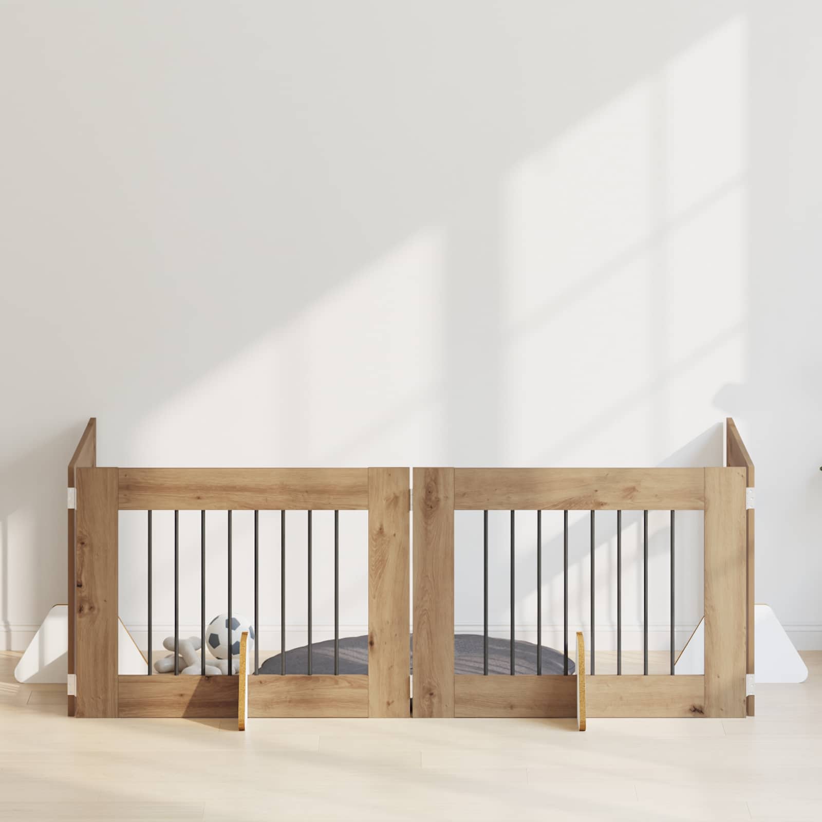 Klappbares Hundetor mit Ständern 4 pcs Artisan-Eiche 321 cm