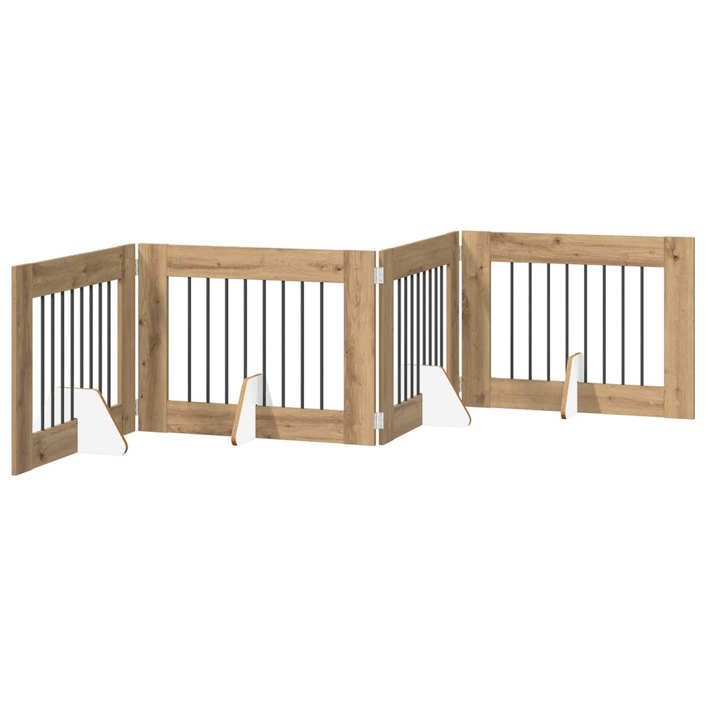 Klappbares Hundetor mit Ständern 4 pcs Artisan-Eiche 321 cm