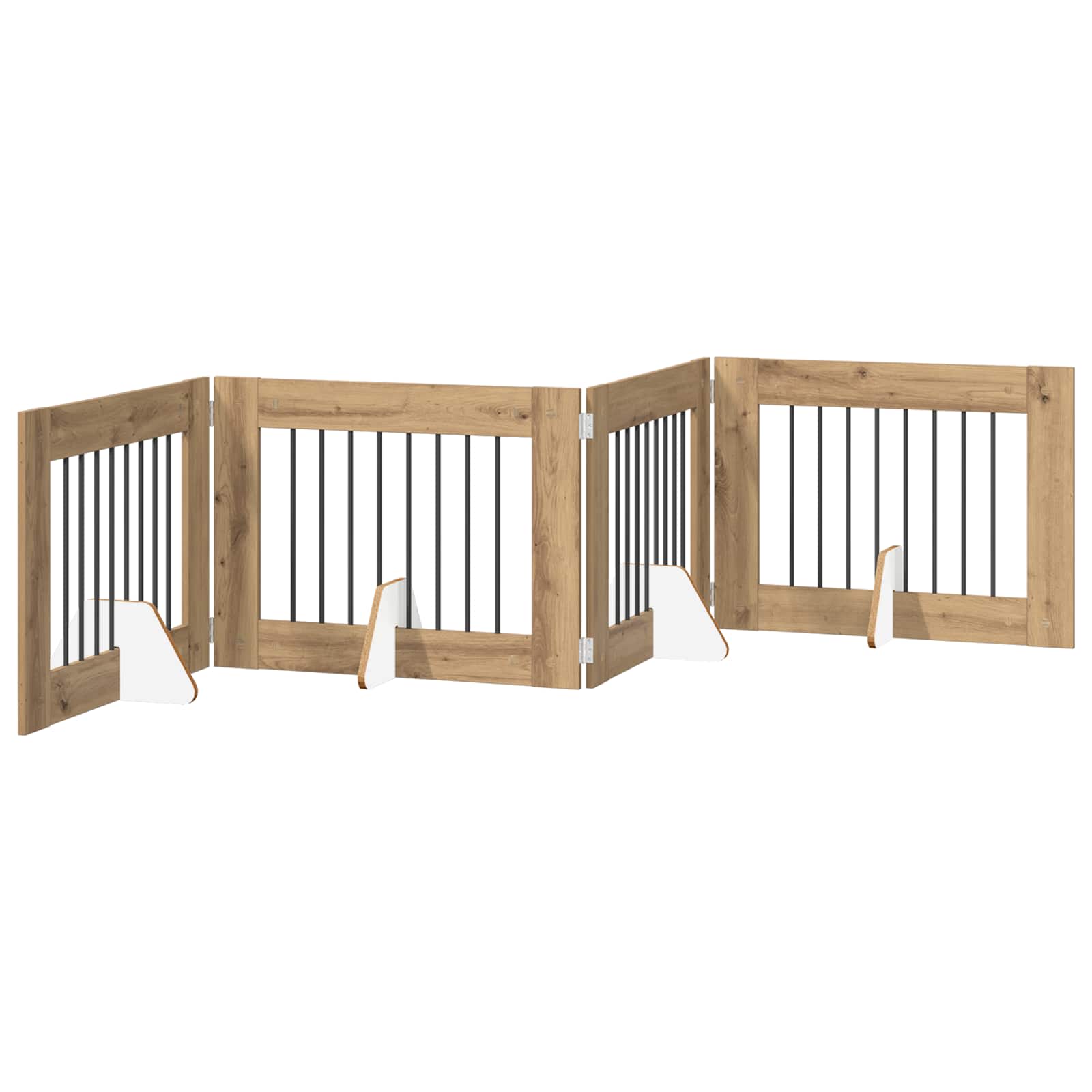 Klappbares Hundetor mit Ständern 4 pcs Artisan-Eiche 321 cm