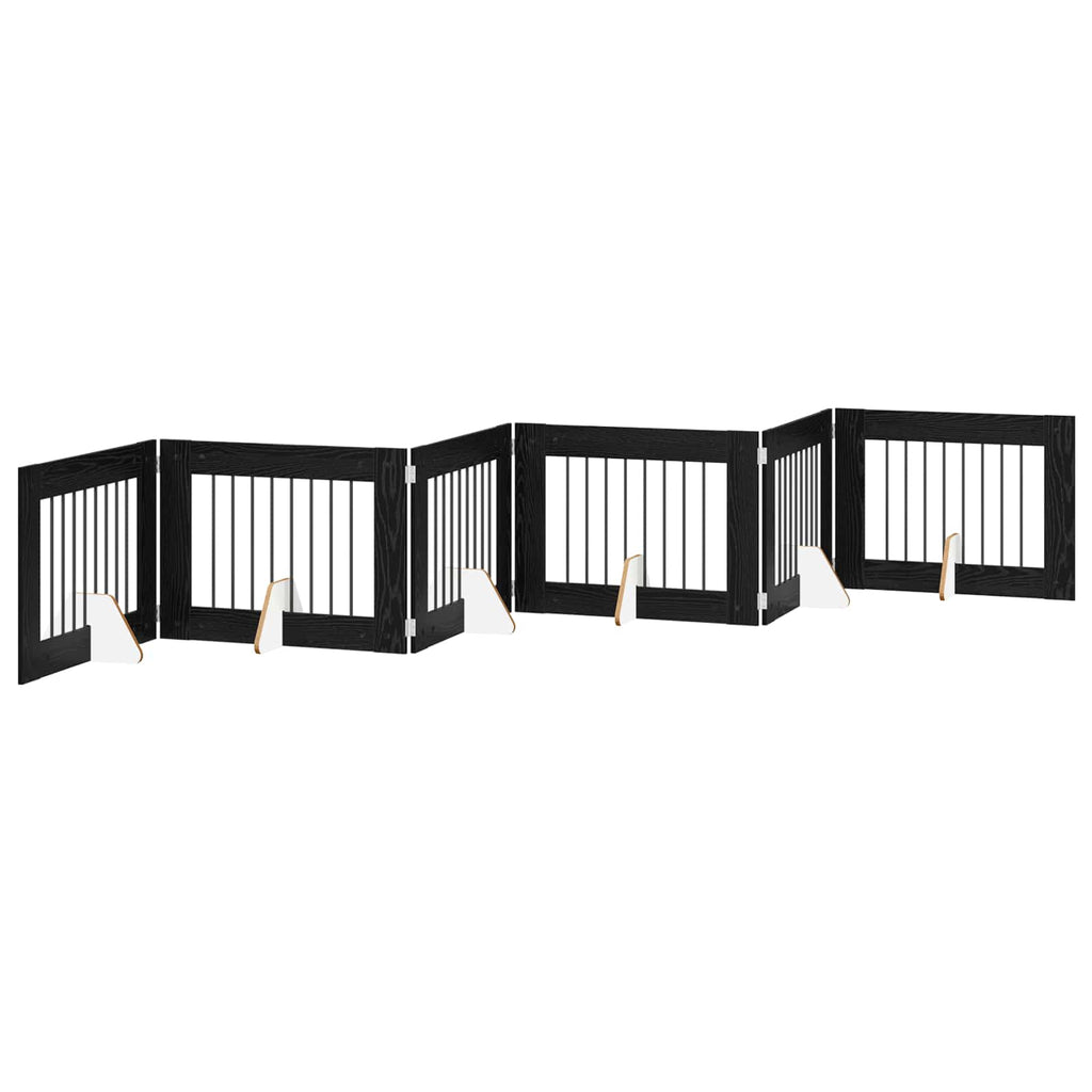 Klappbares Hundetor mit Ständern 6 pcs Schwarze Eiche 482 cm