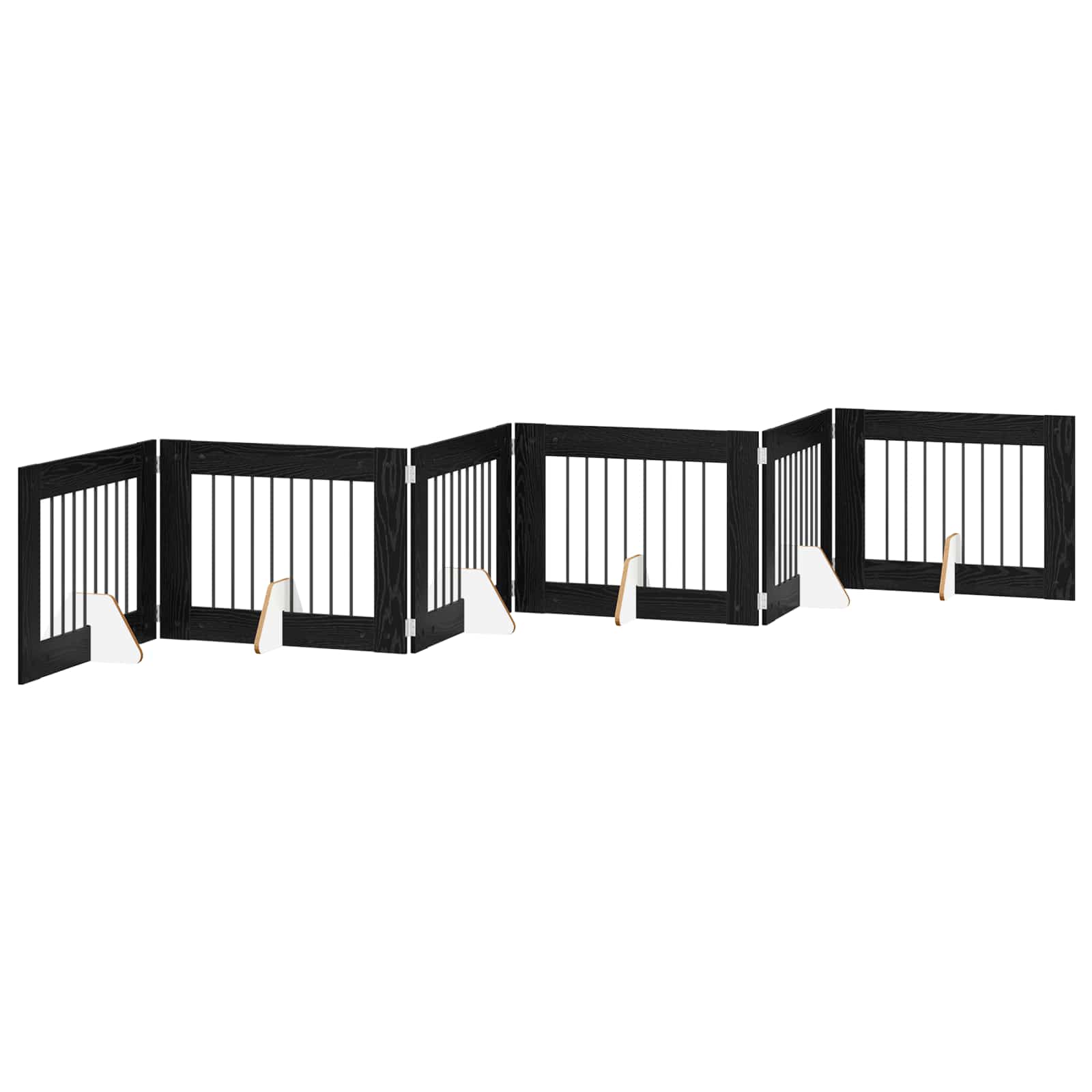 Klappbares Hundetor mit Ständern 6 pcs Schwarze Eiche 482 cm