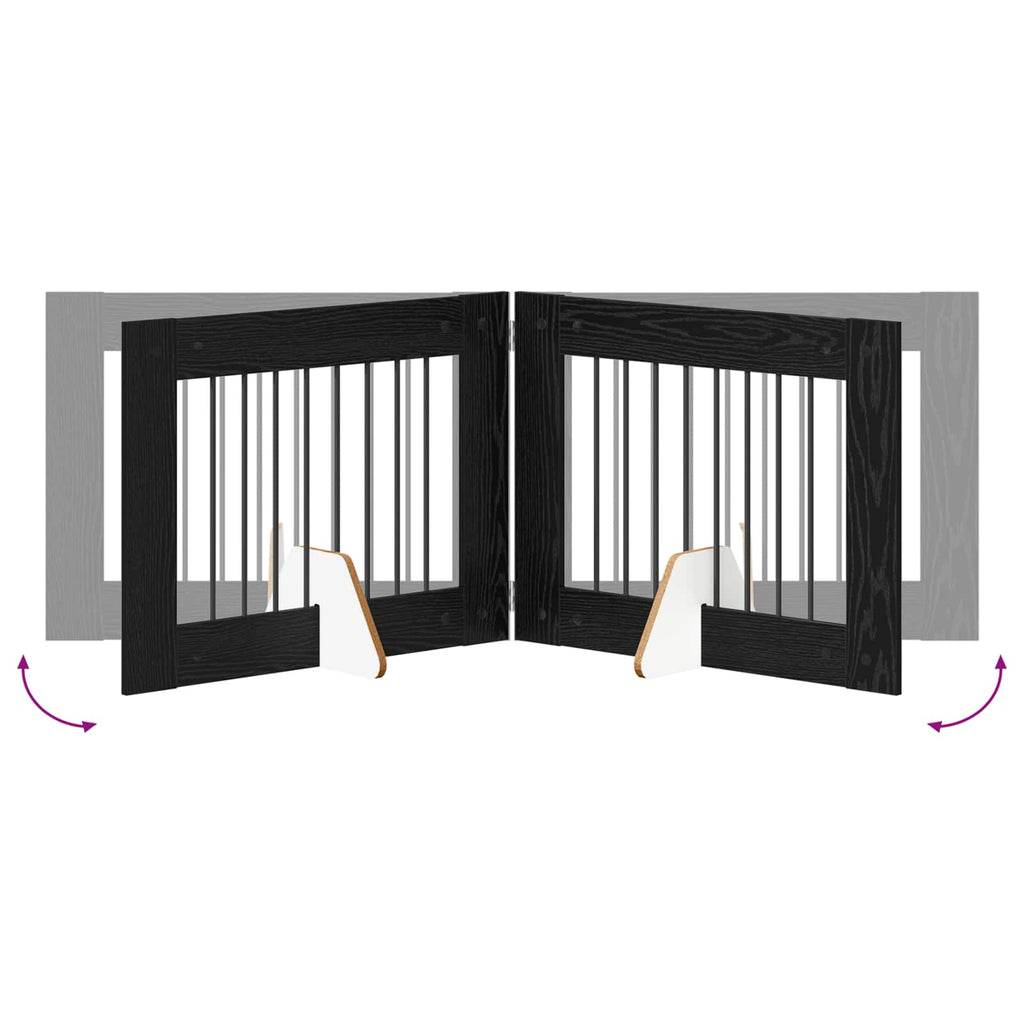 Klappbares Hundetor mit Ständern 6 pcs Schwarze Eiche 482 cm