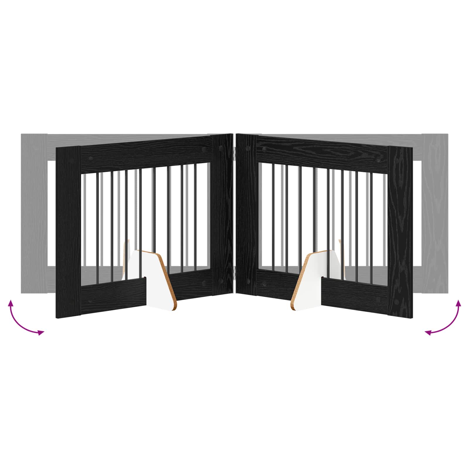 Klappbares Hundetor mit Ständern 6 pcs Schwarze Eiche 482 cm