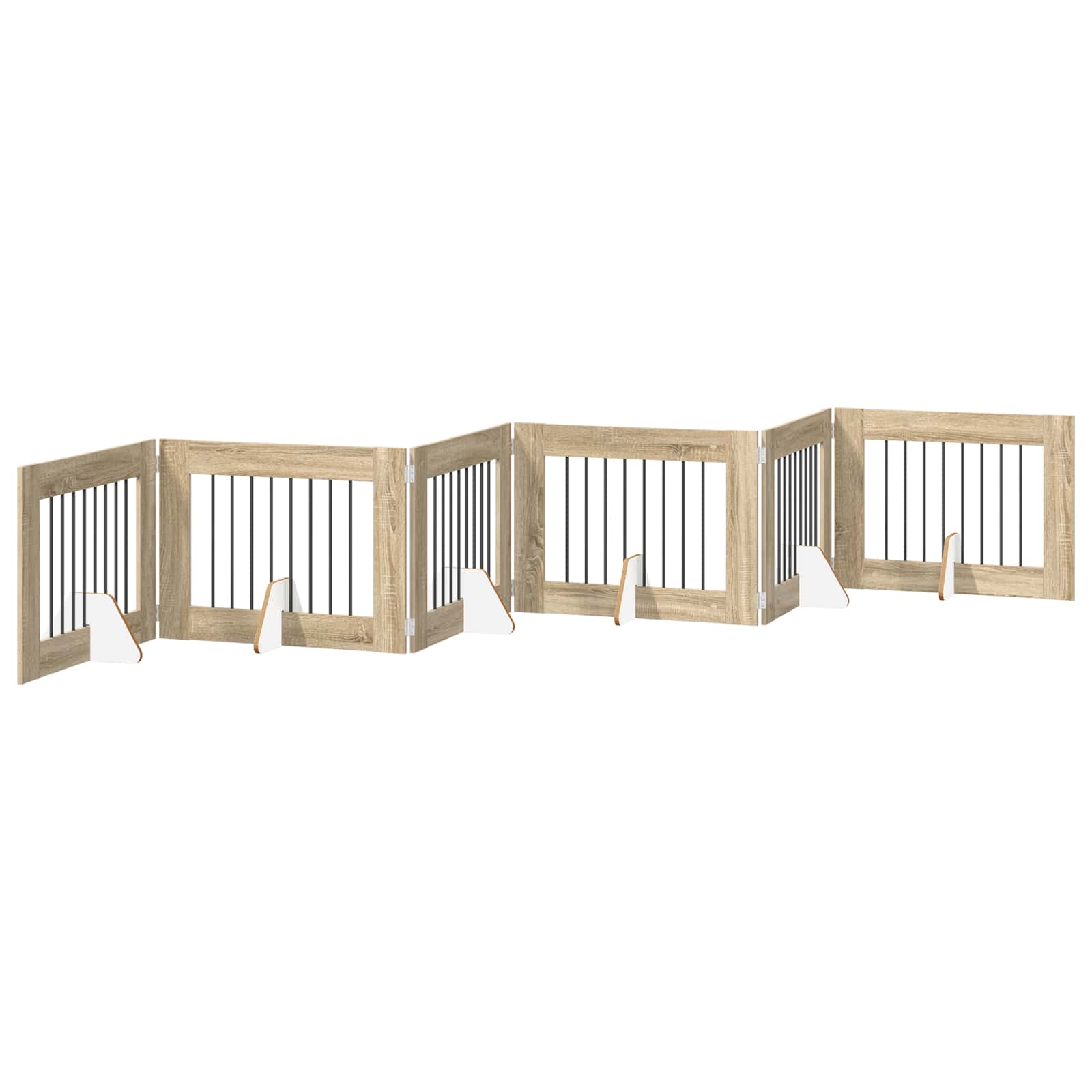 Klappbares Hundetor mit Ständern 6 pcs Sonoma-Eiche 482 cm