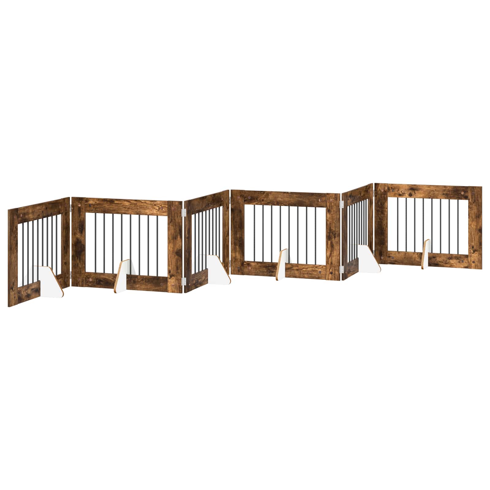 Klappbares Hundetor mit Ständern 6 pcs Geräucherte Eiche 482 cm