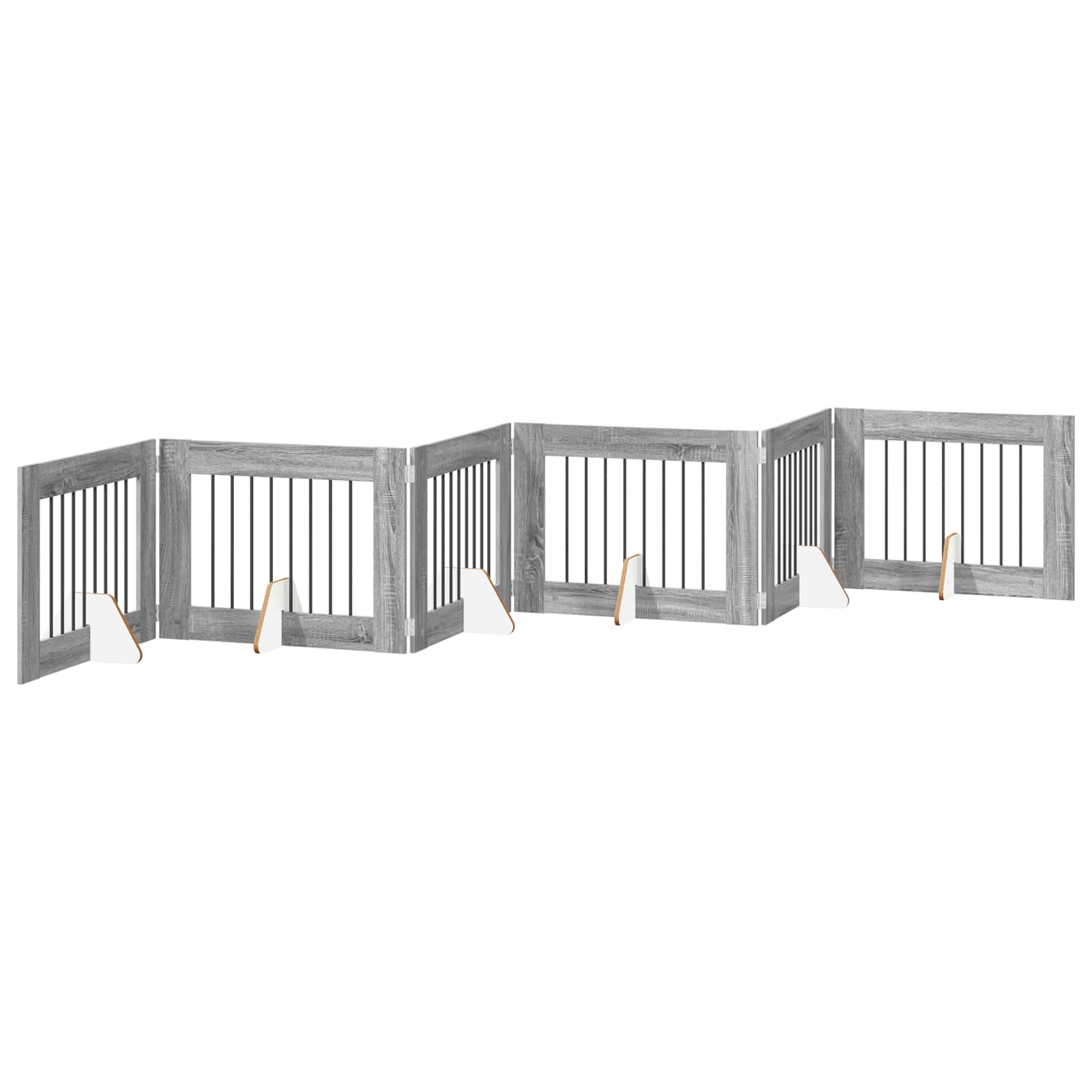 Klappbares Hundetor mit Ständern 6 pcs Graues Sonoma 482 cm
