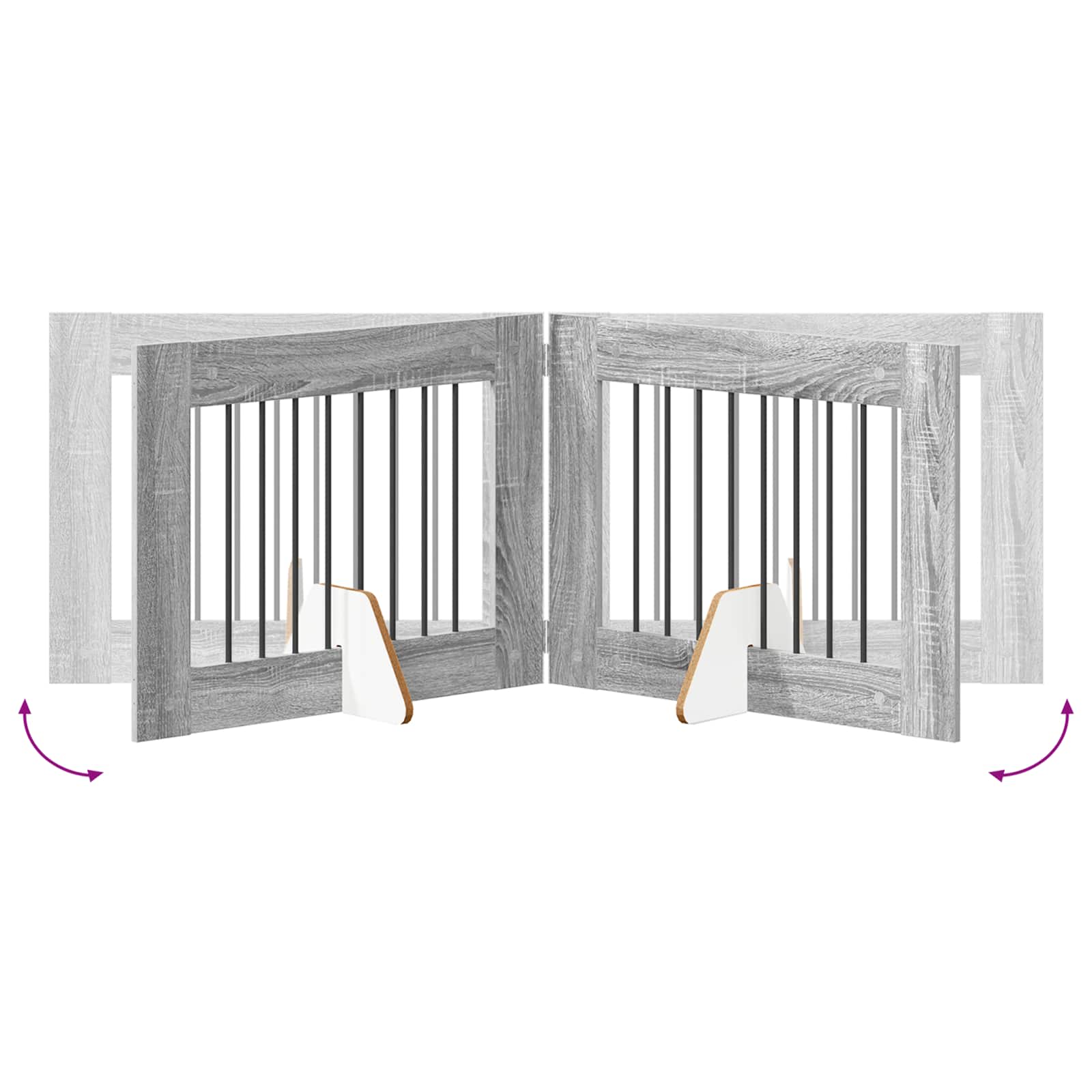 Klappbares Hundetor mit Ständern 6 pcs Graues Sonoma 482 cm