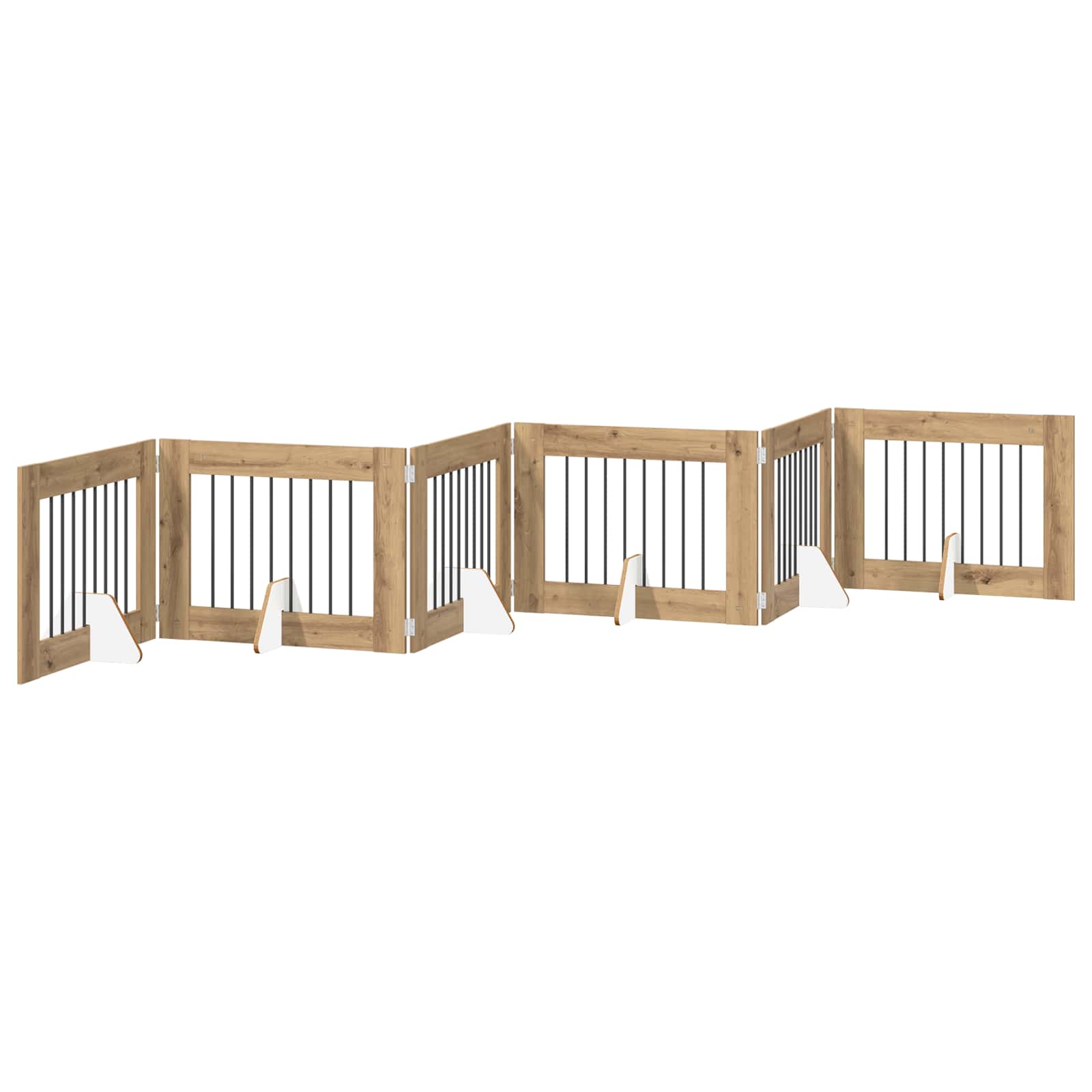 Klappbares Hundetor mit Ständern 6 pcs Artisan-Eiche 482 cm
