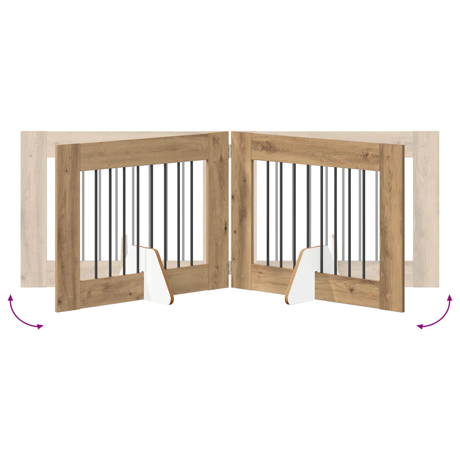 Klappbares Hundetor mit Ständern 6 pcs Artisan-Eiche 482 cm