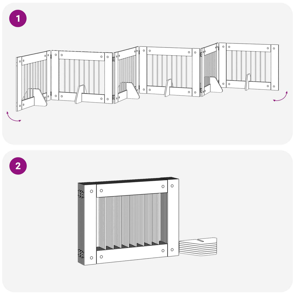 Klappbares Hundetor mit Ständern 6 pcs Artisan-Eiche 482 cm