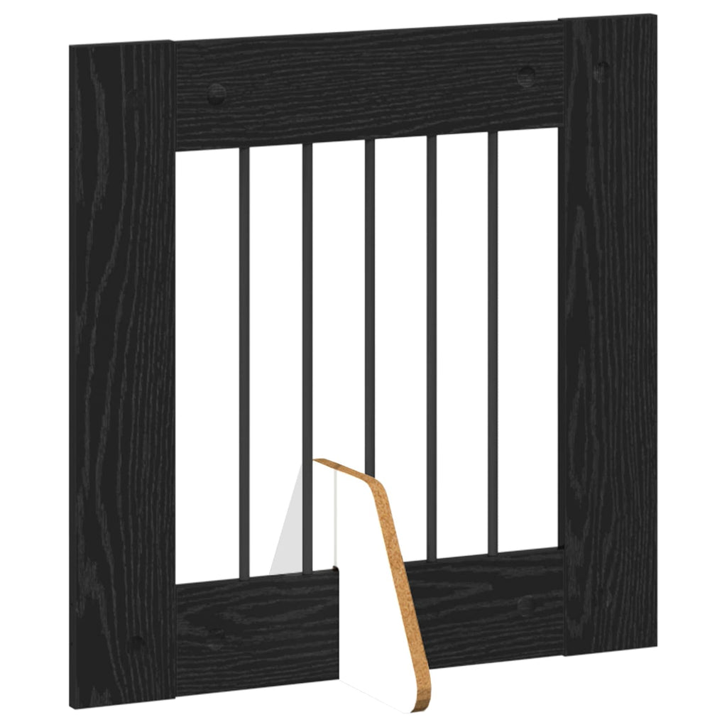 Klappbares Hundetor mit Ständern 2 pcs Schwarze Eiche 120,5 cm