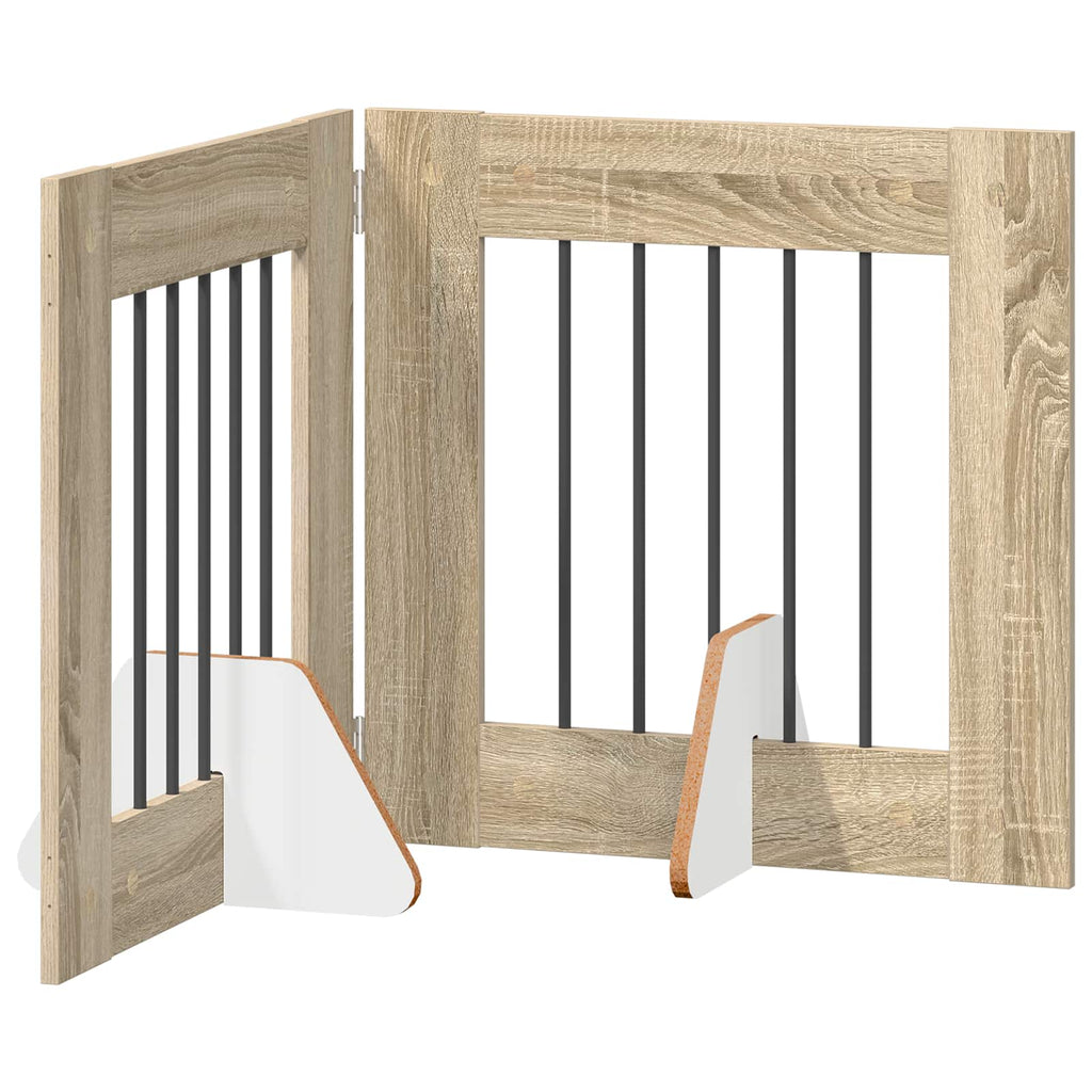Klappbares Hundetor mit Ständern 2 pcs Sonoma-Eiche 120,5 cm