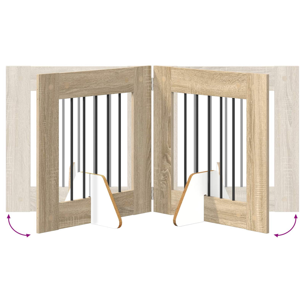 Klappbares Hundetor mit Ständern 2 pcs Sonoma-Eiche 120,5 cm