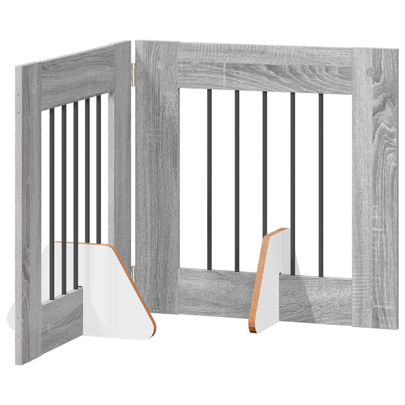 Klappbares Hundetor mit Ständern 2 pcs Graues Sonoma 120,5 cm