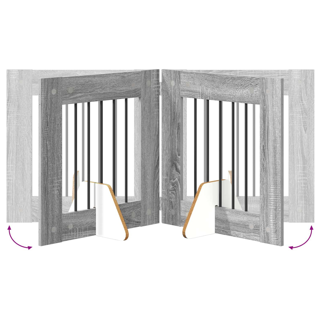 Klappbares Hundetor mit Ständern 2 pcs Graues Sonoma 120,5 cm