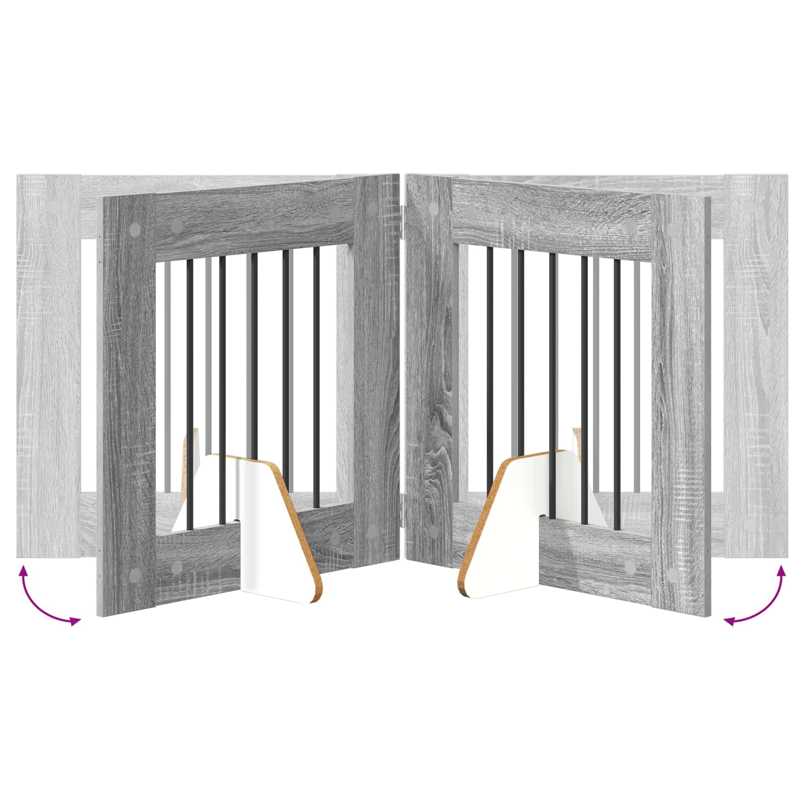 Klappbares Hundetor mit Ständern 2 pcs Graues Sonoma 120,5 cm