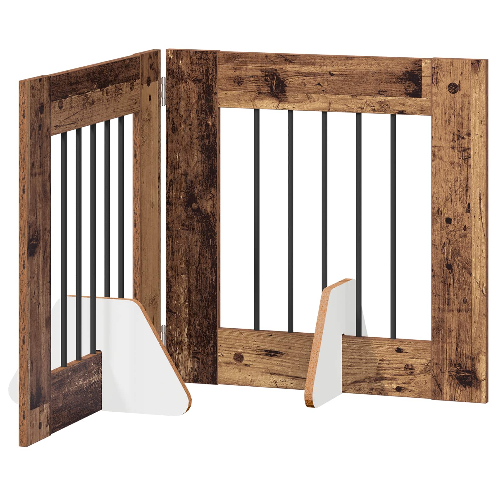 Klappbares Hundetor mit Ständern 2 pcs Altholz 120,5 cm
