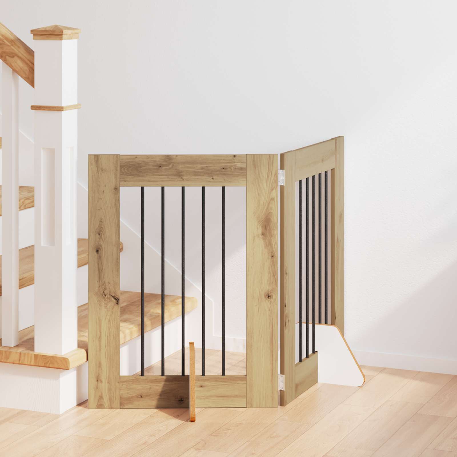 Klappbares Hundetor mit Ständern 2 pcs Artisan-Eiche 120,5 cm