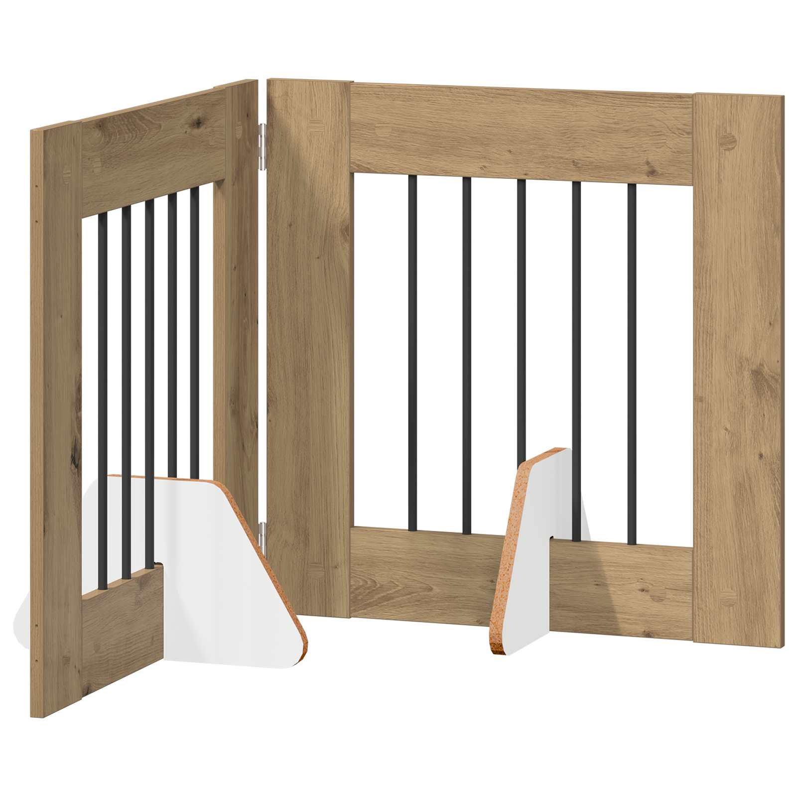 Klappbares Hundetor mit Ständern 2 pcs Artisan-Eiche 120,5 cm
