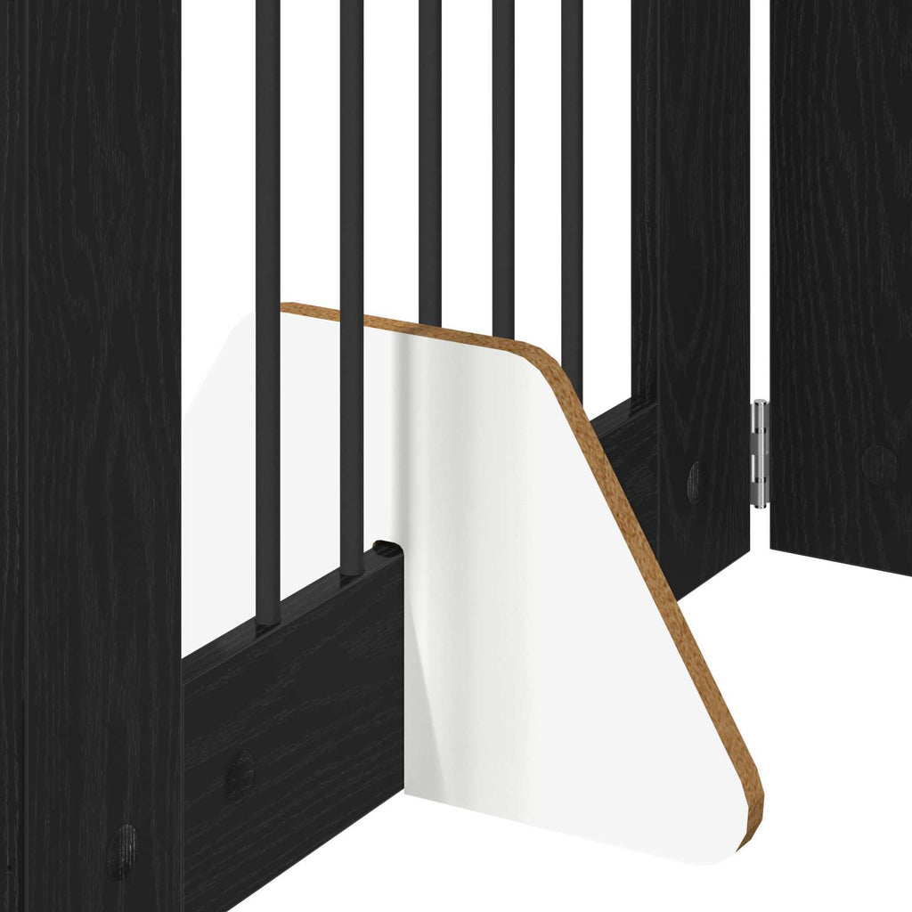 Klappbares Hundetor mit Ständern 4 pcs Schwarze Eiche 241 cm