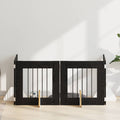 Klappbares Hundetor mit Ständern 4 pcs Schwarze Eiche 241 cm