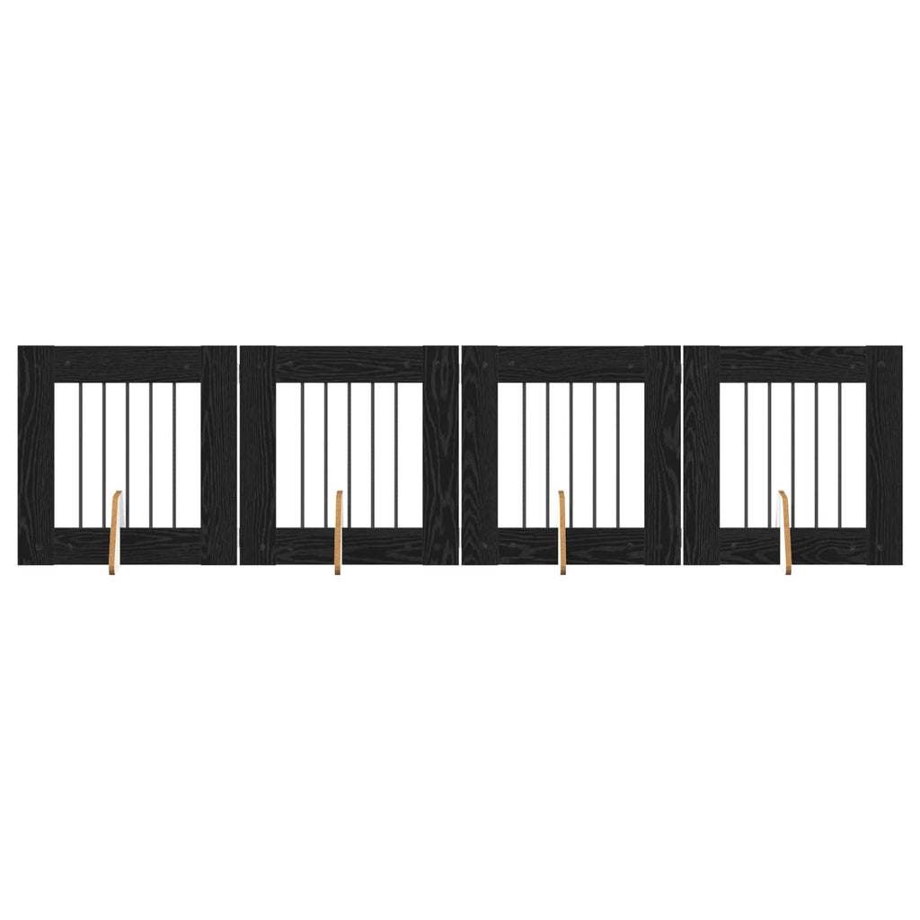 Klappbares Hundetor mit Ständern 4 pcs Schwarze Eiche 241 cm