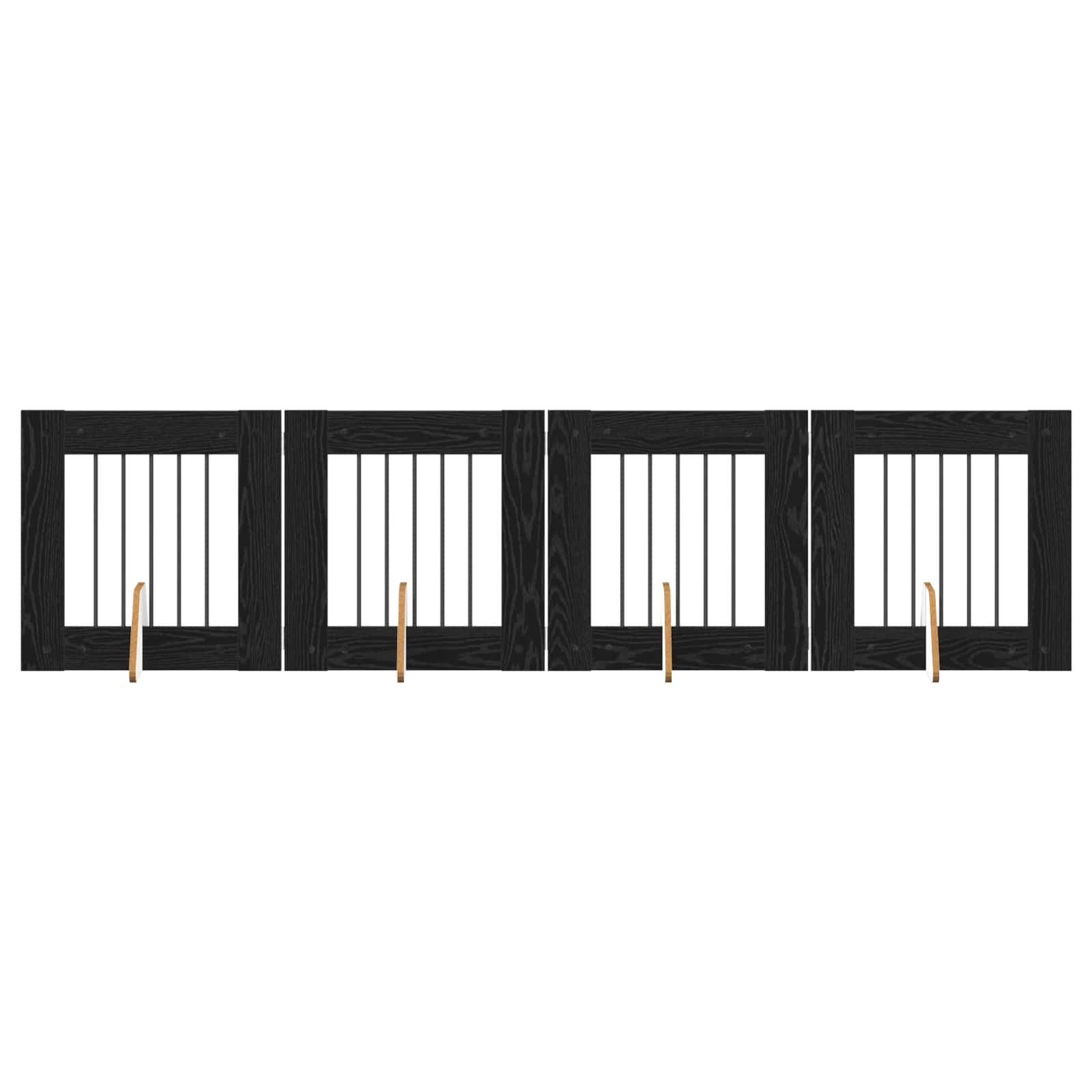 Klappbares Hundetor mit Ständern 4 pcs Schwarze Eiche 241 cm